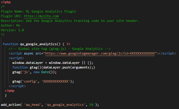 Writing Custom Plugin for Google Analytics in WordPress