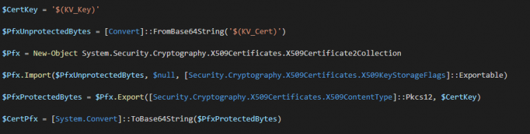 Retrieve PFX Certificate from Azure Key Vault with Powershell